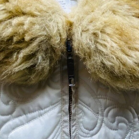 Coldwater Creek Jacket Women's 1X Cream Paisley Faux Fur Exclusive Deco Coat EUC - Picture 6 of 15